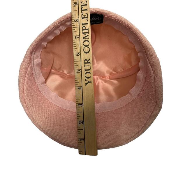 Vintage Wilshire Pink Sequined Thread Hat with Navy Blue Veil Circa 1940s - Picture 10 of 12